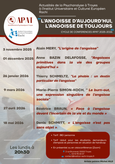 Séminaire „L’angoisse d’aujourd’hui, l’angoisse de toujours“