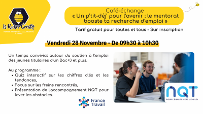 „Un p’tit-déj’ pour l’avenir : le mentorat booste ta recherche d’emploi“