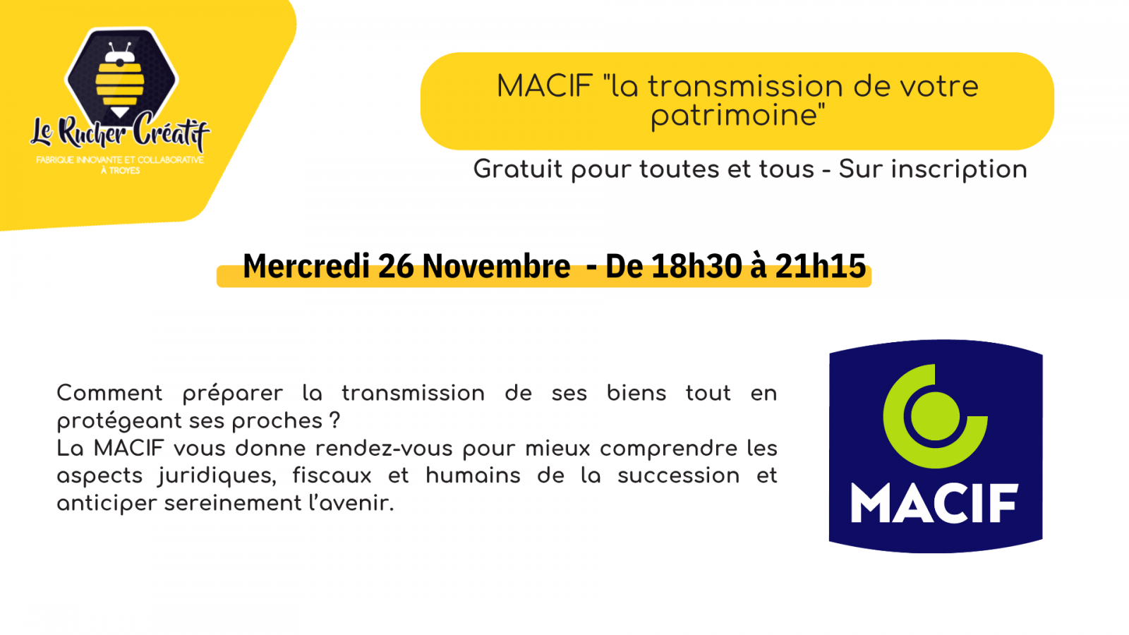 Conférence „La transmission de votre patrimoine“