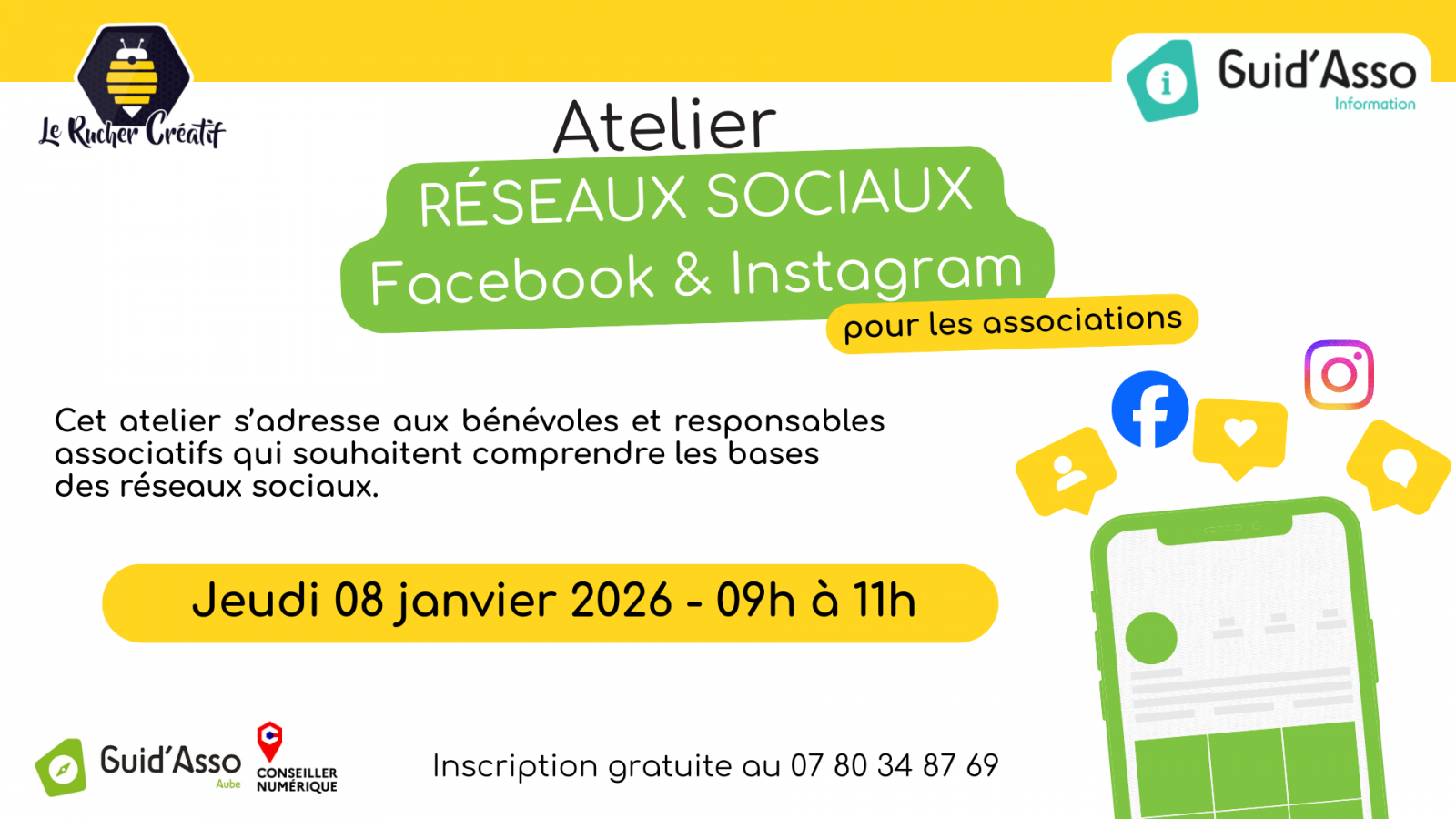 Guid’Asso : Gestion Réseaux Sociaux – Facebook & Instagram