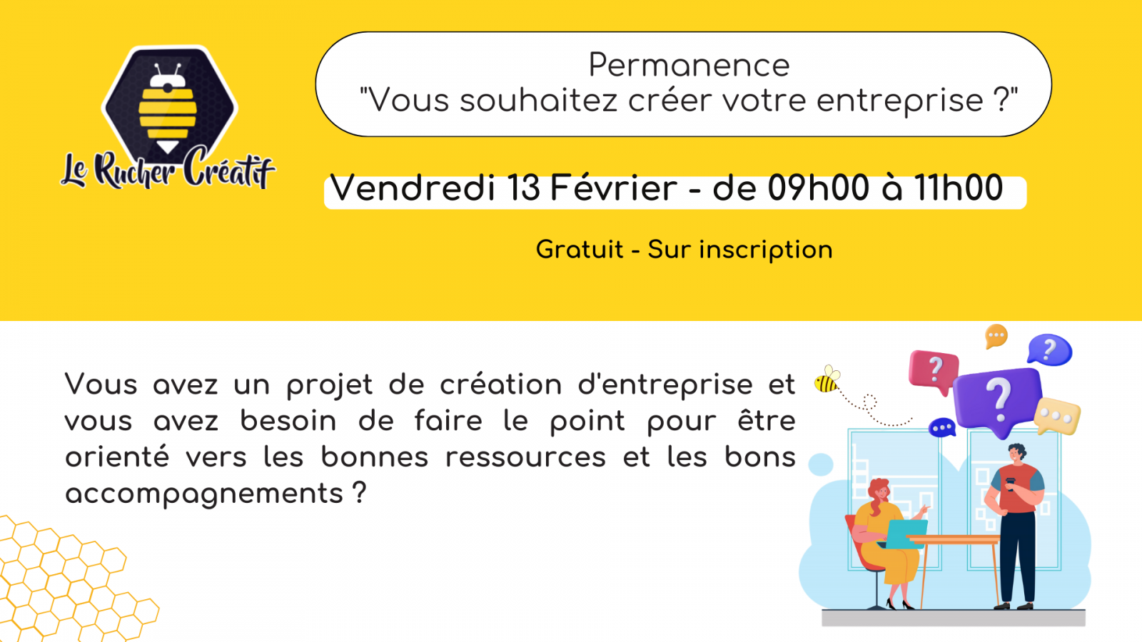 Permanence „Vous souhaitez créer votre entreprise ?“