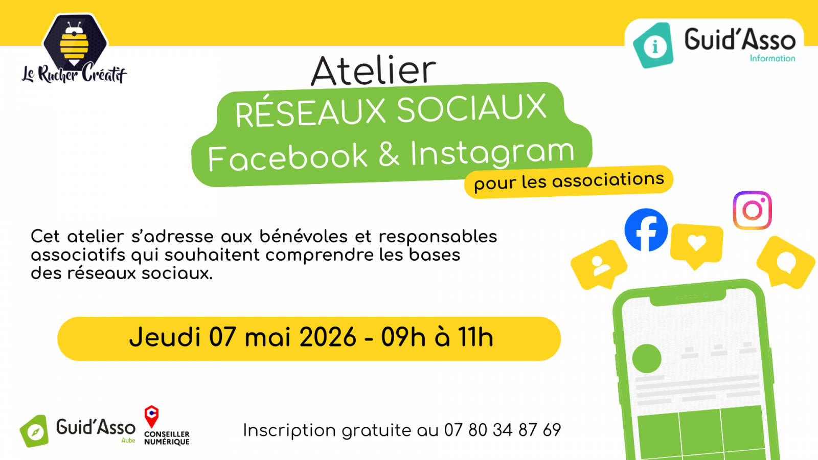 Guid’Asso : Atelier „Gérer ses réseaux sociaux, Facebook & Instagram“