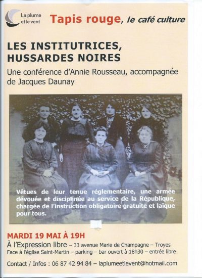 Tapis rouge, le café culture : „Institutrices, hussardes noires“
