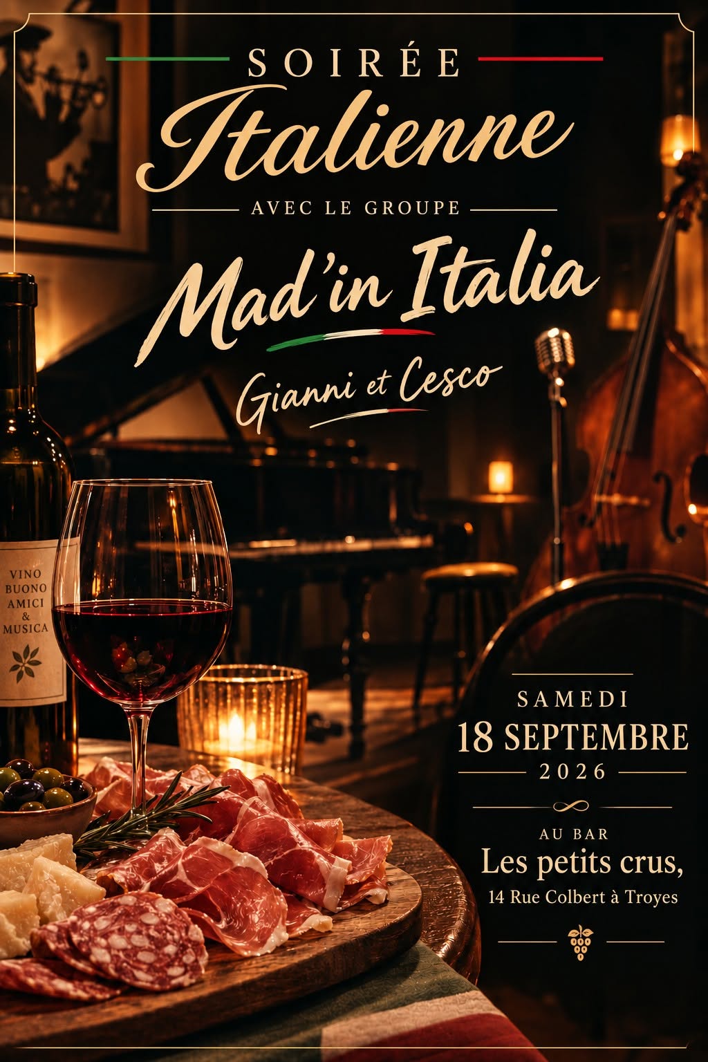 Soirée italienne avec le concert de Mad’in Italia