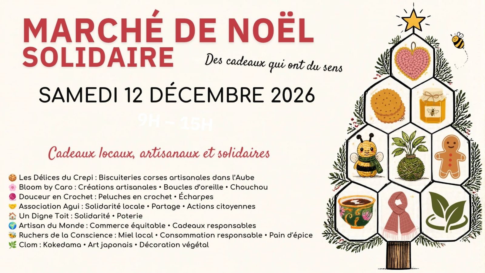 Marché de noël solidaire : créateur(trice)s et artisans de l’Aube